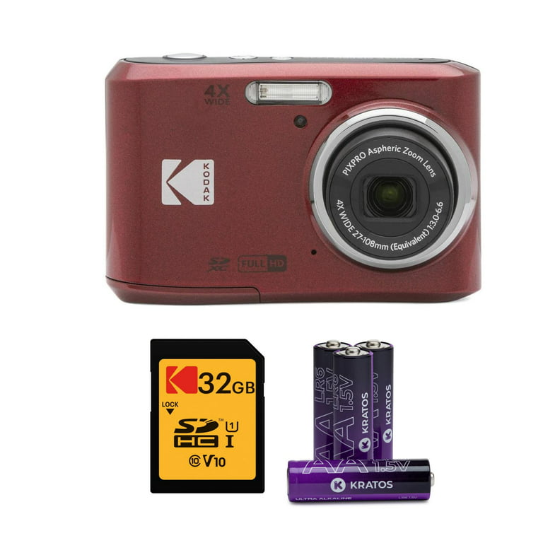 Kodak PIXPRO FZ45 Friendly Zoom Digital Camera (Red) Memory Card and  Batteries 
