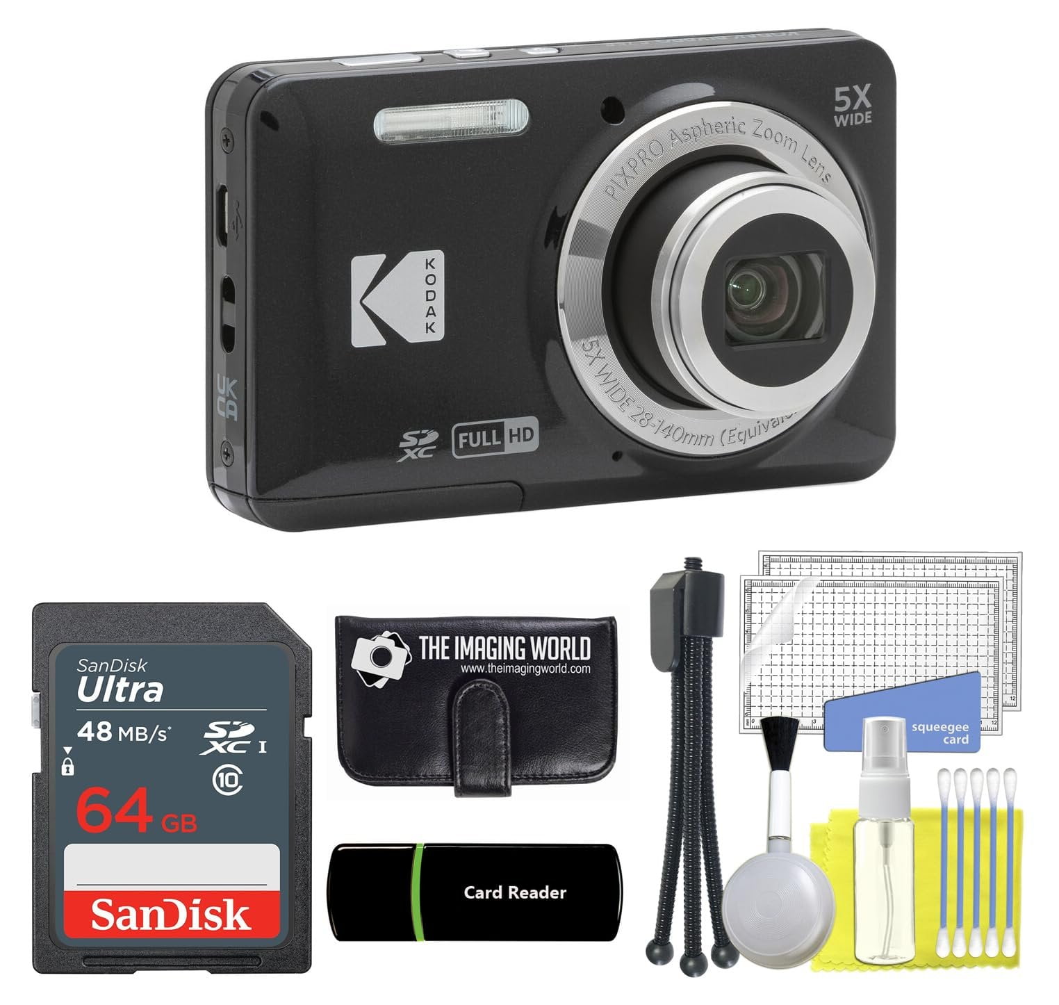 Kodak PIXPRO FZ55 Black 16MP Digital Camera 5X Optical Zoom