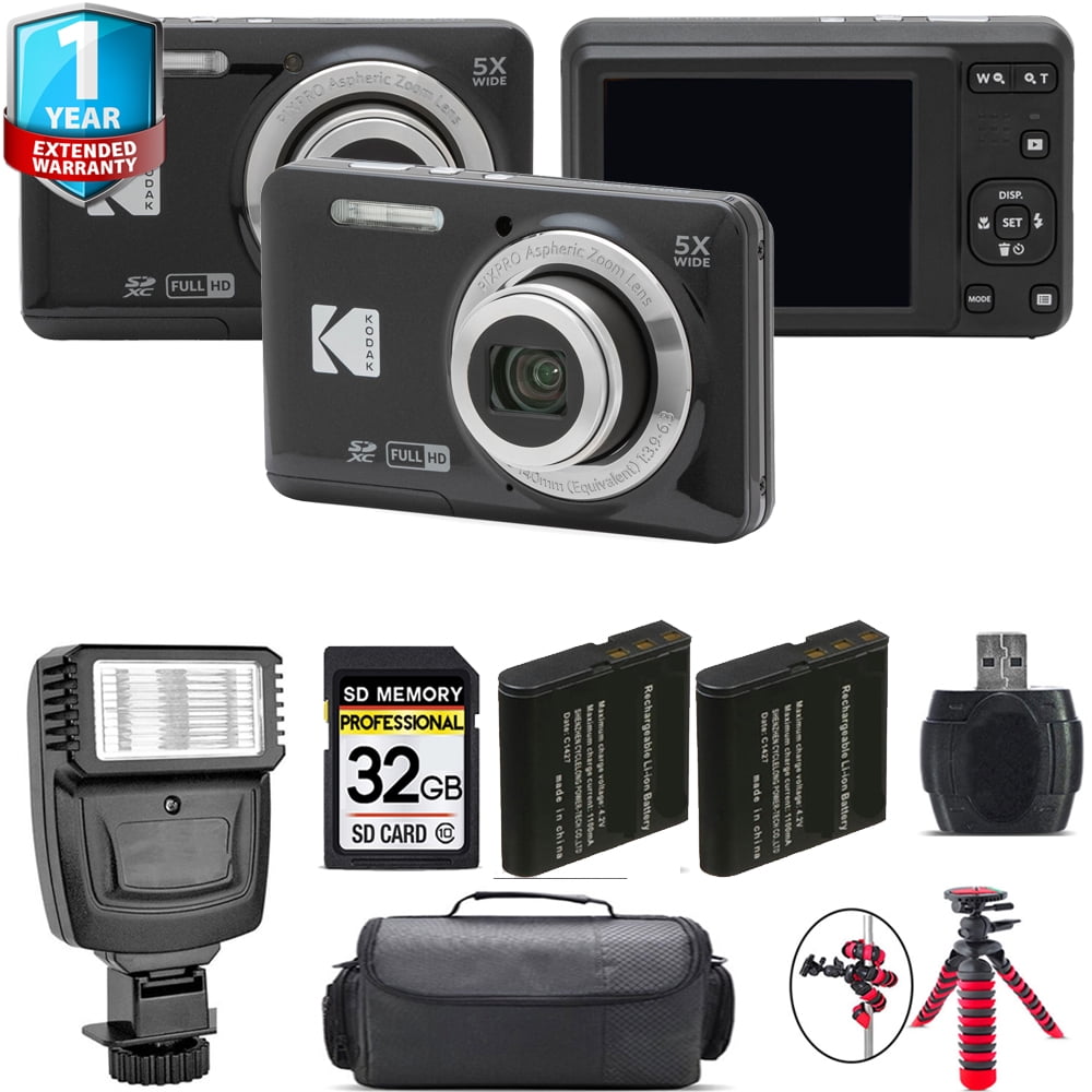Kodak PIXPRO FZ55 Digital Camera (Black) + Extra Battery + 1 Yr Warranty + 32GB