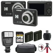 Kodak PIXPRO FZ55 Digital Camera Black + Extra Battery + Flash - 64GB Kit