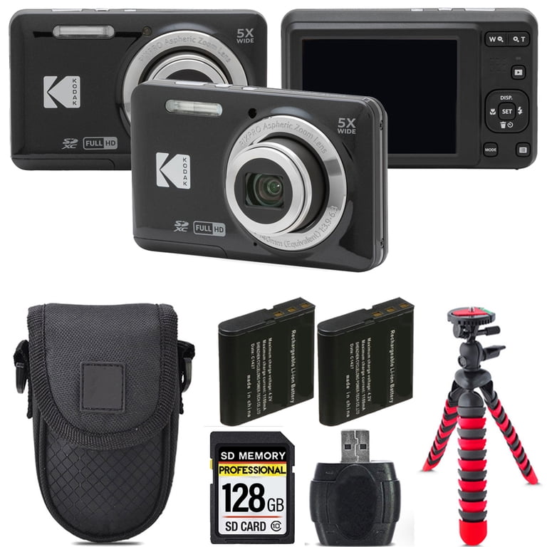Kodak PIXPRO FZ55 Camera with Extra Battery, Tripod, Case, 128GB