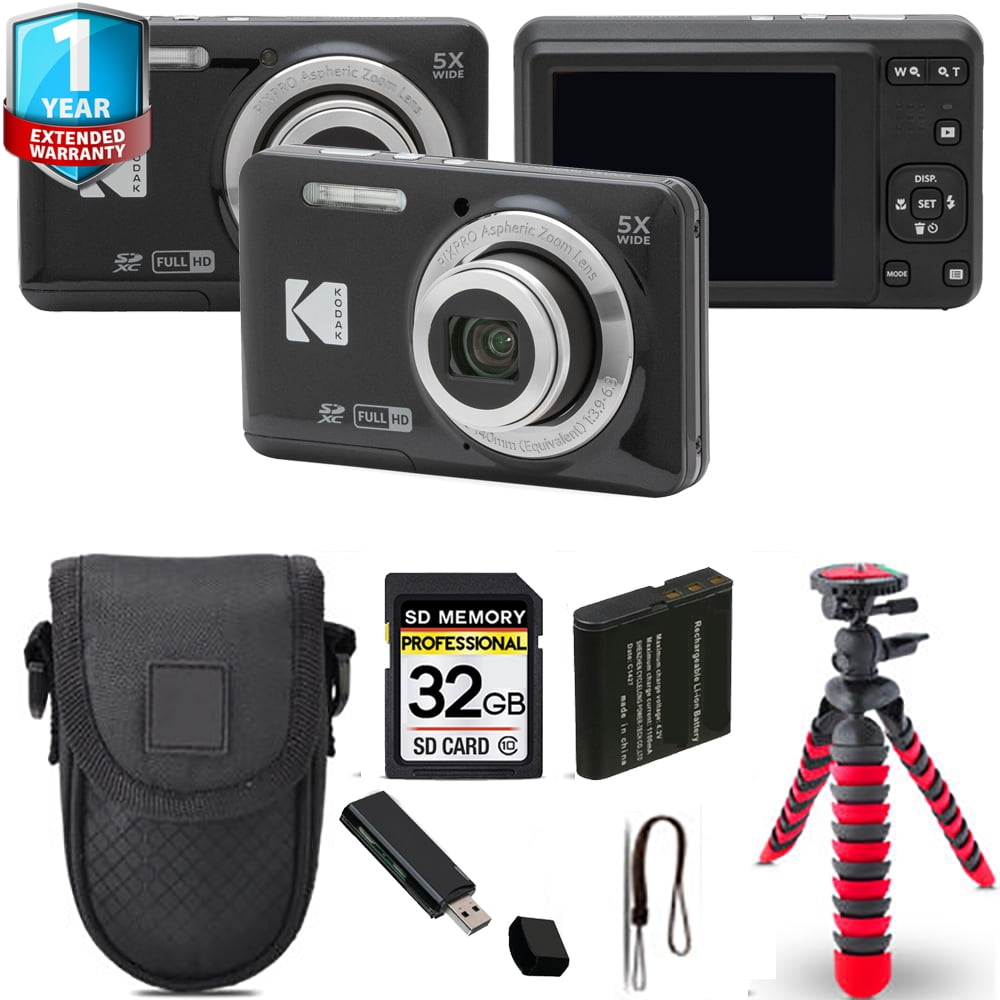 Kodak PIXPRO FZ55 Digital Camera (Black) + Spider Tripod + Case+ 1 Yr Warranty