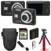Kodak PIXPRO FZ55 Digital Camera Black+ Spider Tripod + Case - 128GB Kit
