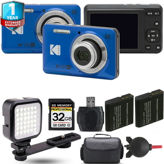 Kodak PIXPRO FZ55 Digital Camera (Blue) + Extra Battery + LED +1 Yr Warranty (International Version)