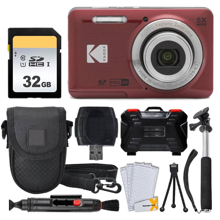 Kodak PIXPRO FZ55 Easy Point & Shoot Digital Camera Bundle (Red) +