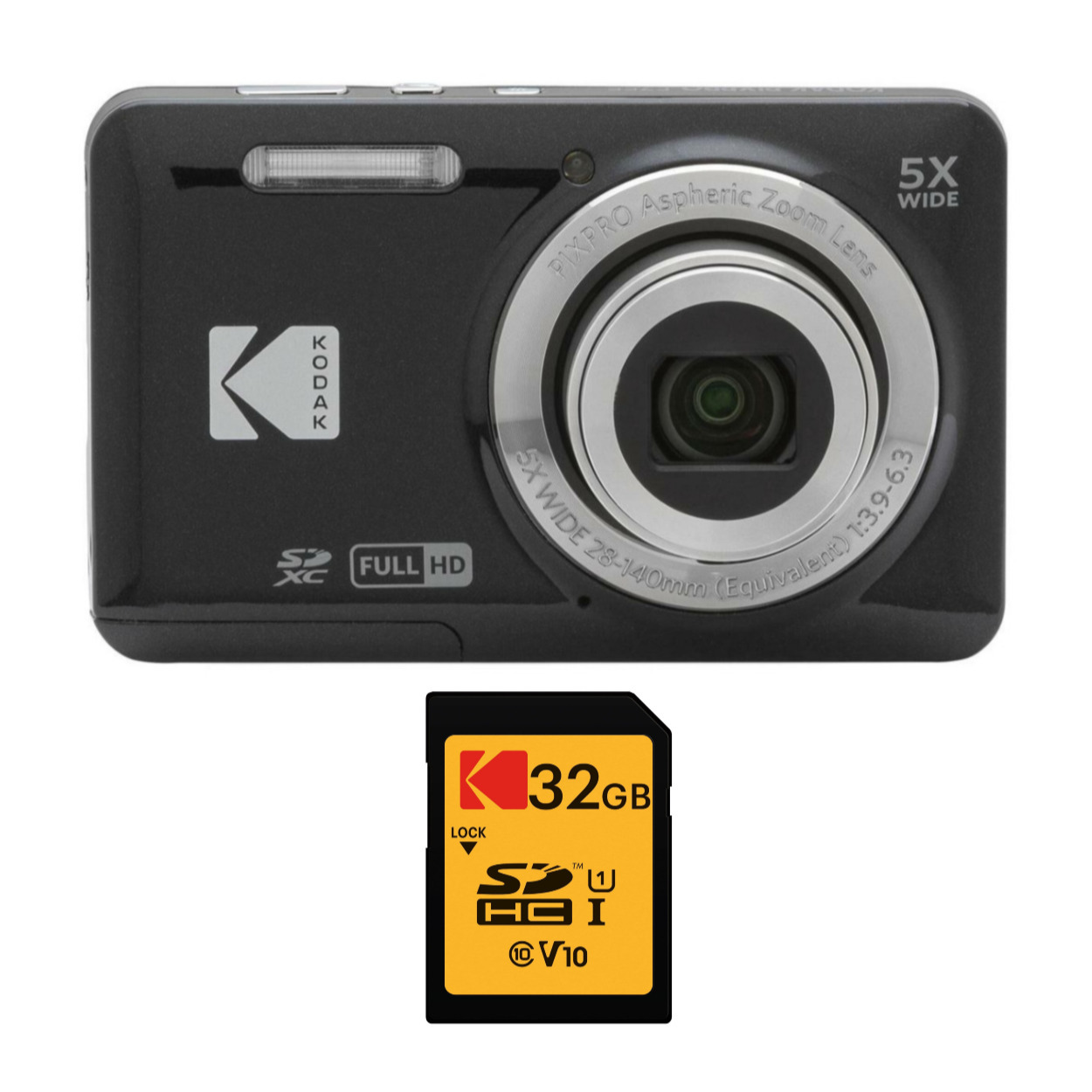 Kodak PIXPRO FZ43 Friendly Zoom (Red) with 16GB Memory Card Bundle
