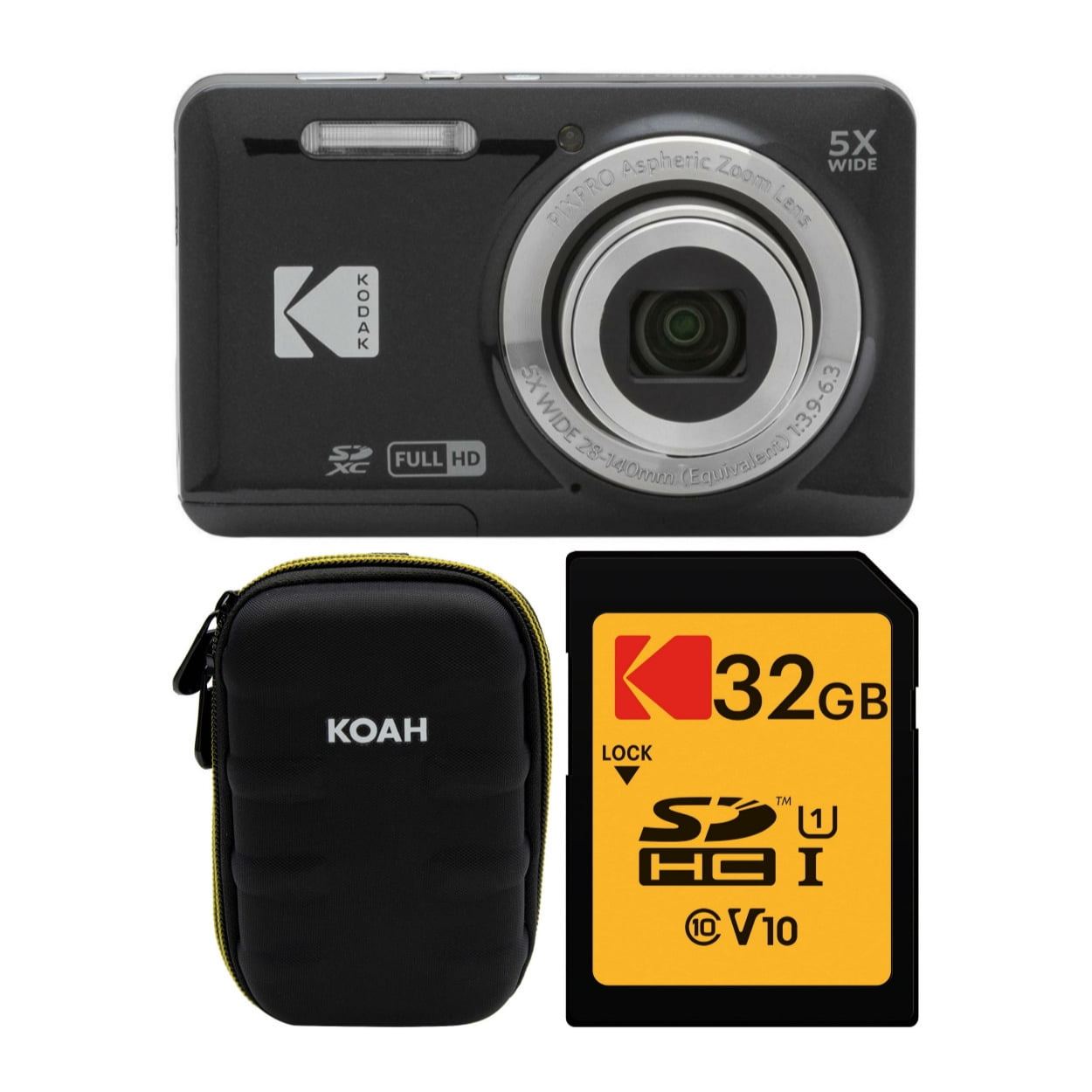  Kodak PIXPRO Friendly Zoom FZ55 Digital Camera (Blue) Bundle  with 64GB Ultra SDXC UHS-I Memory Card (100MB/s Read Speed) (2 Items) :  Electronics