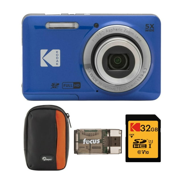 Kodak PIXPRO Easy Point and Shoot FZ55 Compact Camera, HD Video (Blue