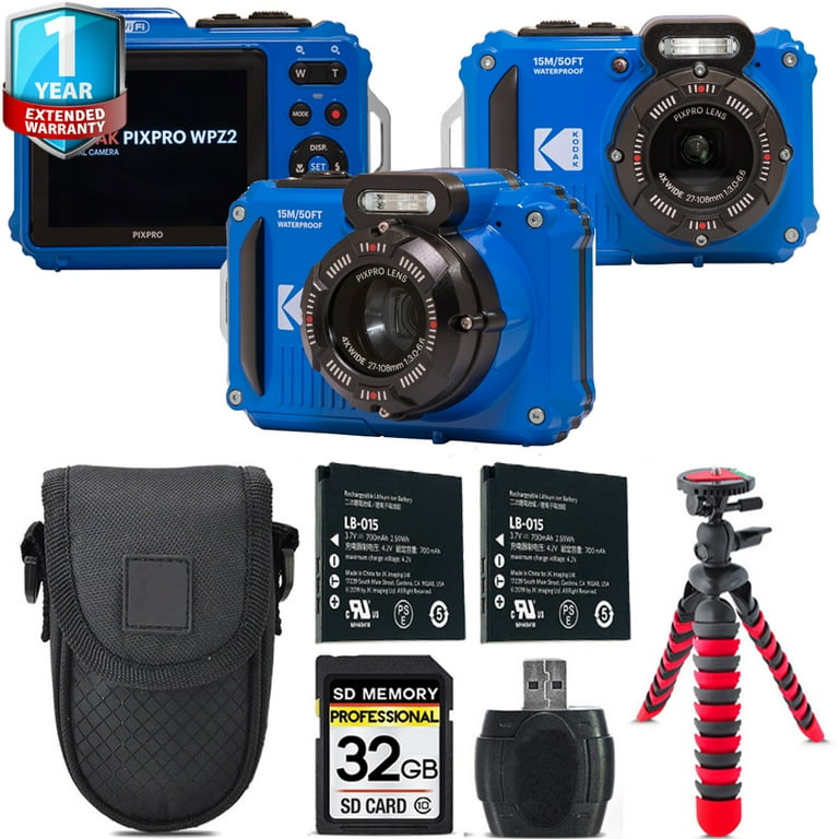 Kodak PIXPRO WPZ2 Digital Camera (Blue) + 1 Yr Warranty +Tripod +