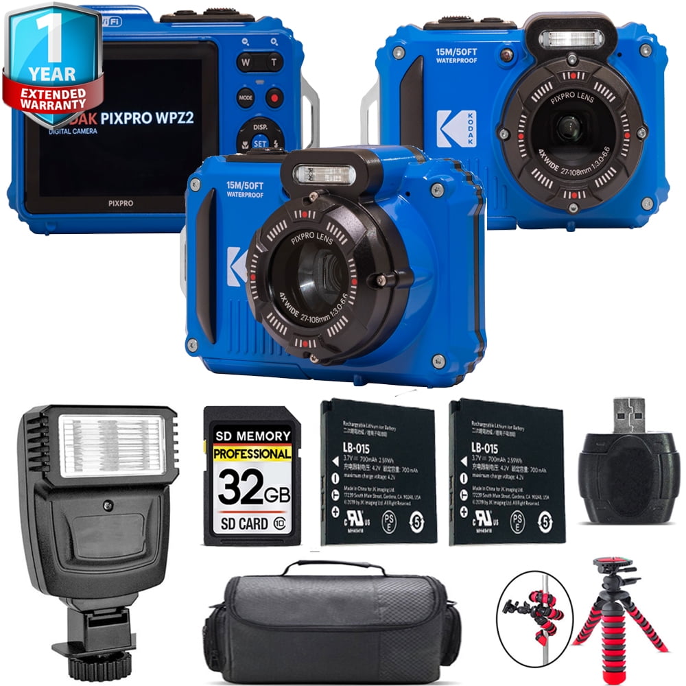 Kodak PIXPRO WPZ2 ※バッテリー3個付き ※ Kodak PIXPRO WPZ2 Digital Camera (Blue) + Extra Battery + 1 Yr
