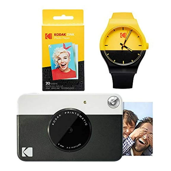 Kodak PRINTOMATIC Instant Print Camera (Black) Watch Bundle