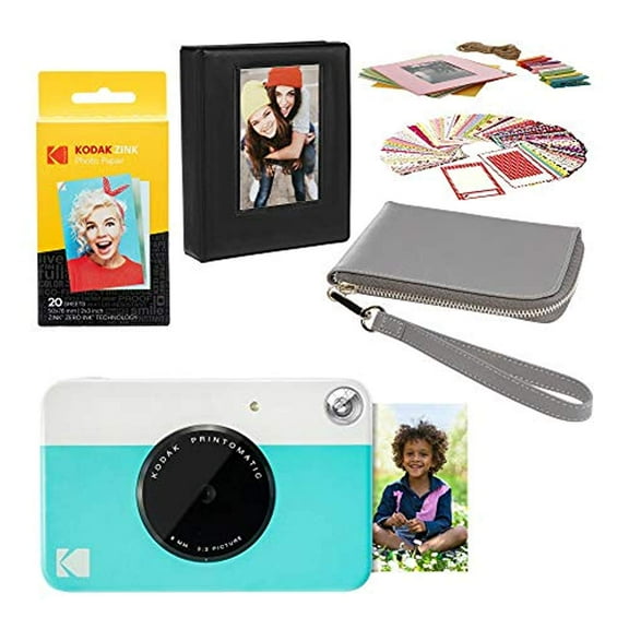 Kodak PRINTOMATIC Instant Print Camera (Blue) Carrying Case Kit