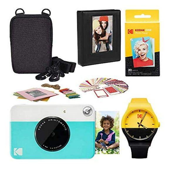 Kodak PRINTOMATIC Instant Print Camera (Blue) Scrapbook Photo Album Kit