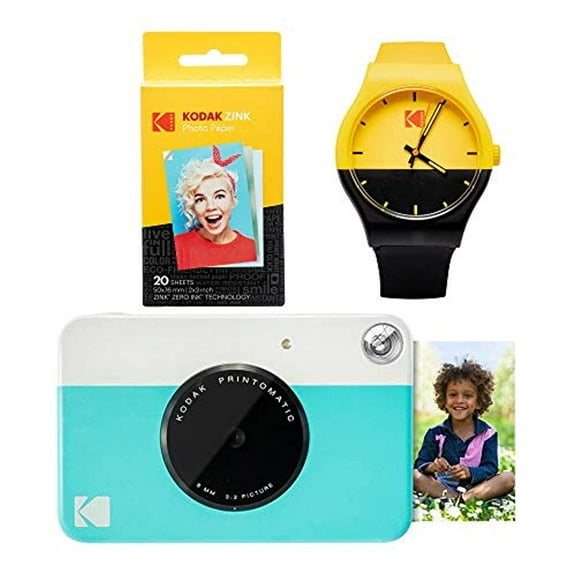 Kodak PRINTOMATIC Instant Print Camera (Blue) Watch Bundle
