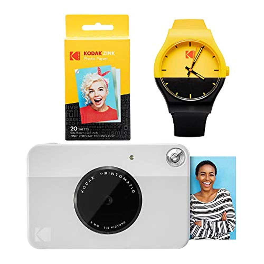 Kodak PRINTOMATIC Instant Print Camera (Grey) Watch Bundle 