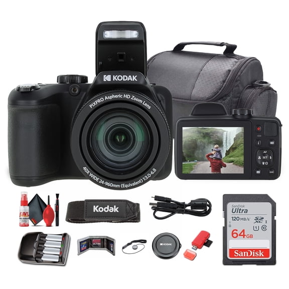 Kodak Pixpro AZ405 Digital Camera in Black (AZ405BK) Bundle from Accessories