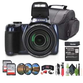 Kodak Pixpro AZ528 Digital Camera (Blue) Bundle Including: 2x 32 GB Memory Card, Medium Case, Filter Kit, Card Reader, Hand Strap, Card Wallet, Hand Strap, Flexible Tripod