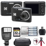 Kodak Pixpro FZ45 Camera Black + Extra Battery + Flash - 32GB Kit