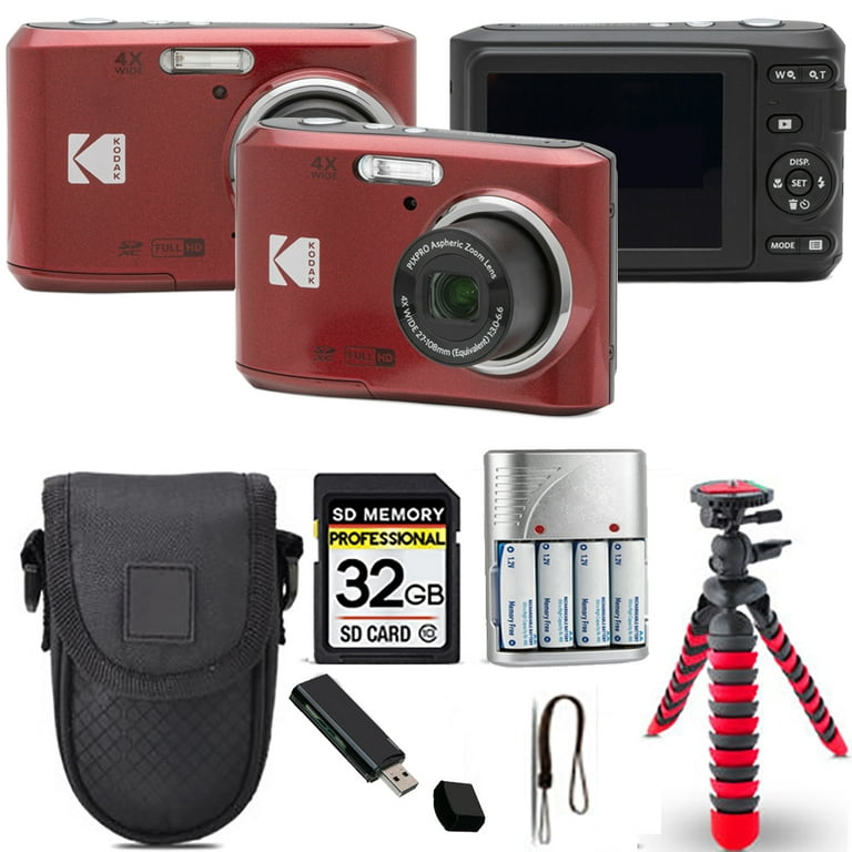 Kodak Pixpro FZ45 Digital Camera (Red) + Spider Tripod + Case