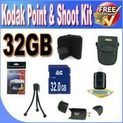 Kodak Point & Shoot Accessory Saver Bundle 32GB SDHC Memory + USB Card Reader + Deluxe Camera Case w/Strap + LCD Scree