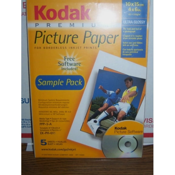 Kodak Premium Photo Picture Paper Sampler Sheet (5) - Ultra Glossy 4 X 6