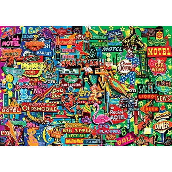 Kodak Premium Puzzles: Neon Retro Signs by Artist: Garry Walton 1500 Piece Jigsaw Puzzle