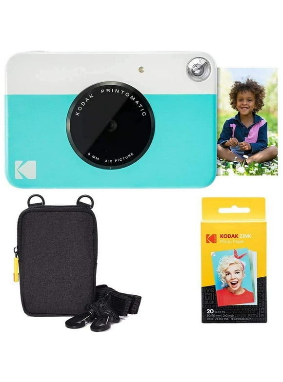 Kodak Printomatic Instant Camera (Blue) Bundle W/20 Pack Zink Paper and Case