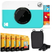 Kodak Printomatic Instant Camera (Blue) Bundle W/Zink Paper 100-Pack & Case