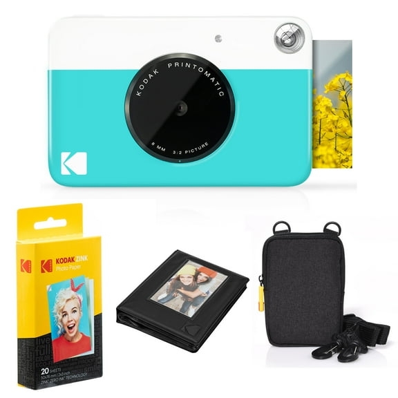 KODAK Printomatic Instant Print Camera 5MP Point & Shoot ZINK Zero Ink Flash Blue
