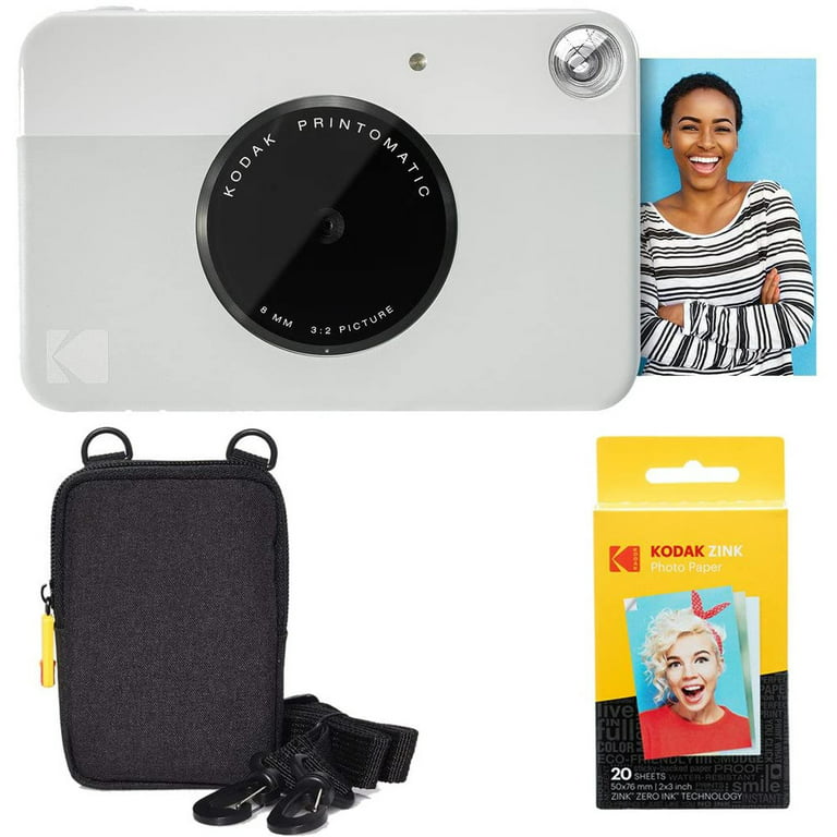 Kodak Printomatic Instant Camera (Gray) Bundle W/20 Pack Zink Paper and  Case 