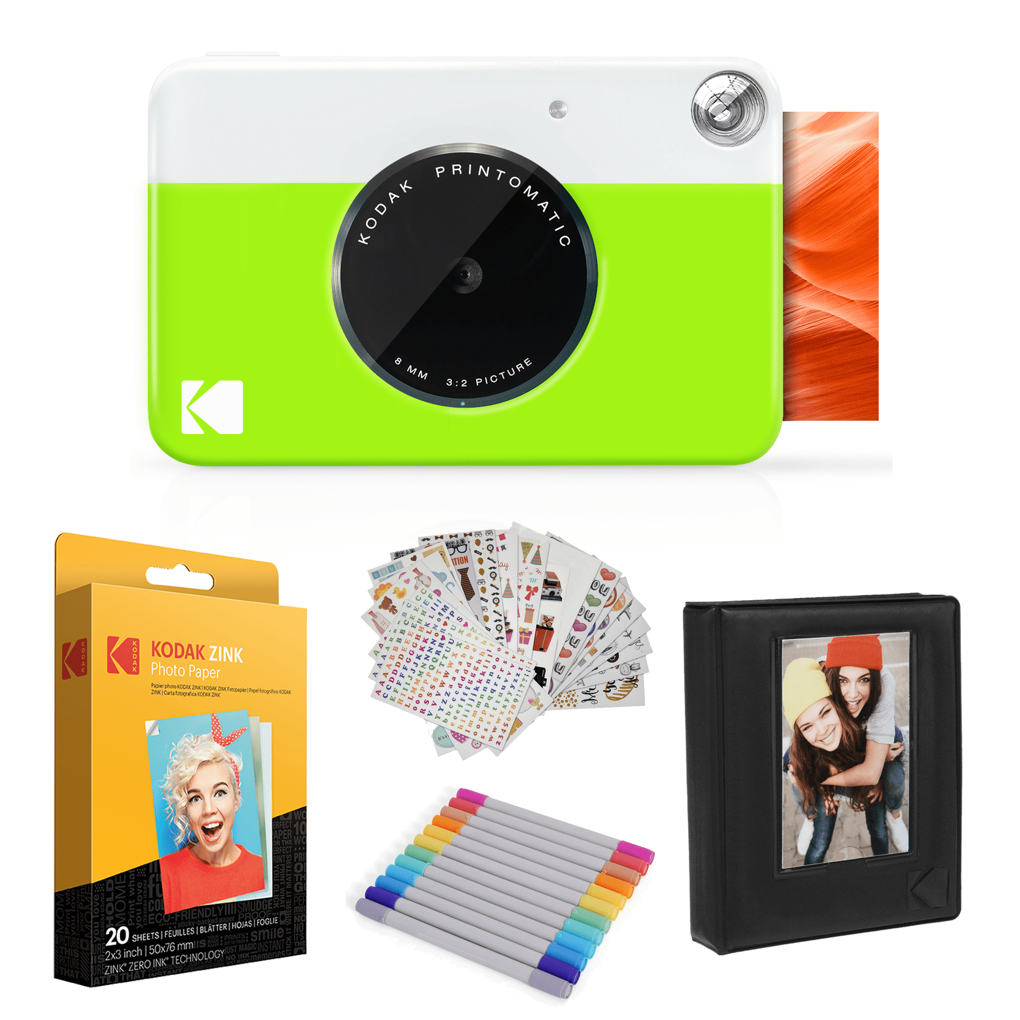  Kodak PRINTOMATIC Digital Instant Print Camera (Green), with  Extra Paper and Kids Instant Print Camera & Video Camcorder Bundle with  Frames, Filters for Hours of Fun - Pink : Electronics