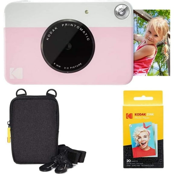 KODAK Printomatic Instant Print Camera ZINK Technology 2x3 Tear Resistant Color Prints Pink