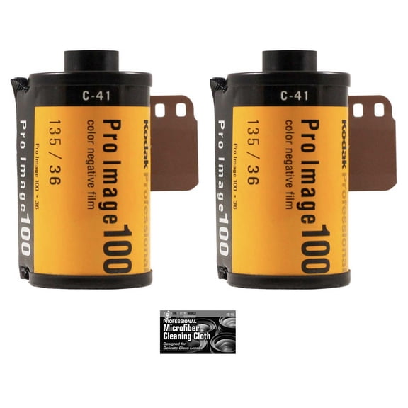 Kodak Pro Image 100 Color Negative Film 35mm Roll Film, 36 Exposures - 2-Pack with Cleaning Cloth
