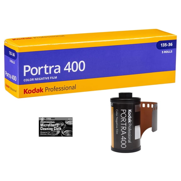 Kodak Professional Portra 400 Color Negative Film 35mm Roll Film, 36 Exposures - 5 Pack with Cleaning Cloth
