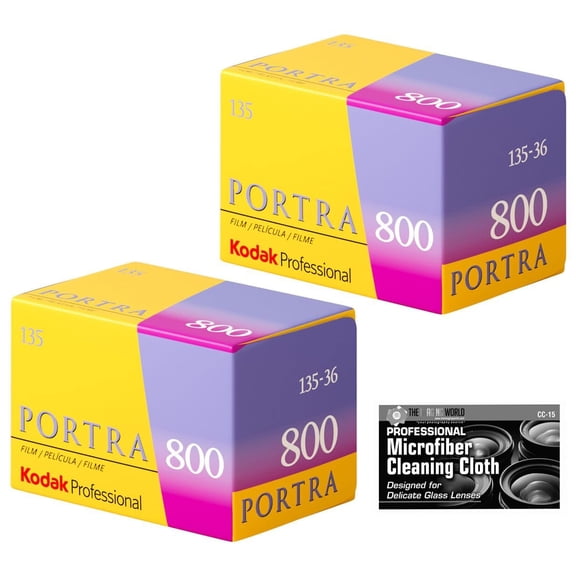 Kodak Professional Portra 800 Color Negative Film 35mm Roll Film, 36 Exposures - 2 Pack with Cleaning Cloth