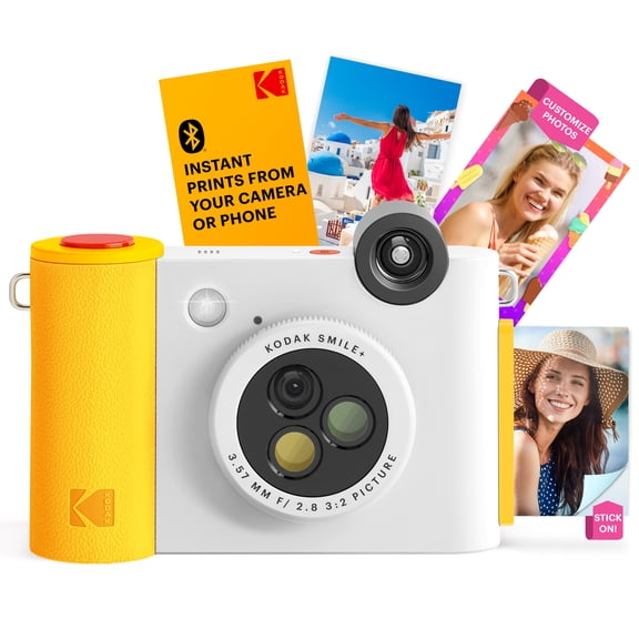 Kodak Smile+ Wireless 2x3 Digital Instant Print Camera with Effect Lenses, White