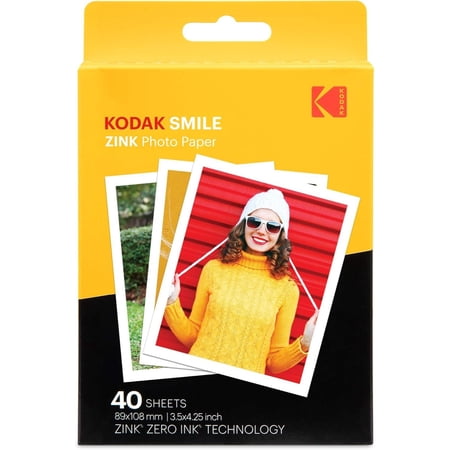 Kodak Premium Zink Photo Paper (3.5x4.25 inch 40) Sheets for Smile Classic Instant Camera Prints