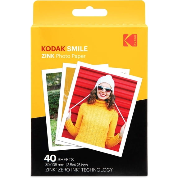 Kodak Premium Zink Photo Paper (3.5x4.25 inch 40) Sheets for Smile Classic Instant Camera Prints