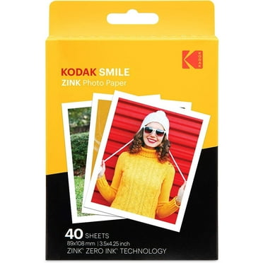 Kodak Smile Zink Photo Paper 3.5"x4.25", Sticky Photo Print Paper - 40 Sheets
