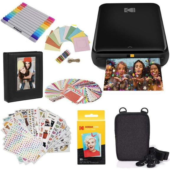 KODAK Step Instant Photo Printer with ZINK Technology, Portable, Black, Starter Accessories