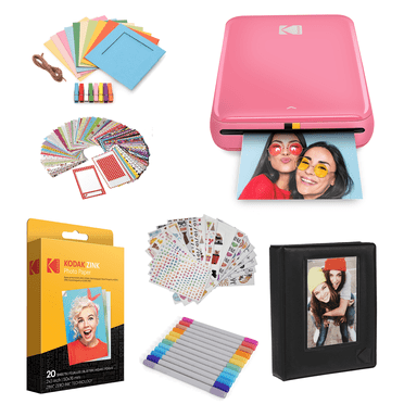 Kodak Step Instant Mini Photo Printers, with 20-Pack Zink Paper & Carrying Case, Pink, New, 1 Pack