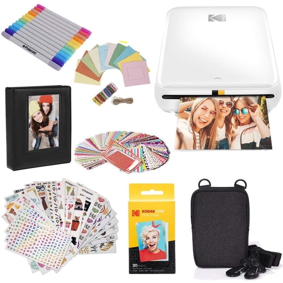 Kodak Step Mobile Instant Photo Printer Starter Bundle with Zink Paper & Photo Album, White