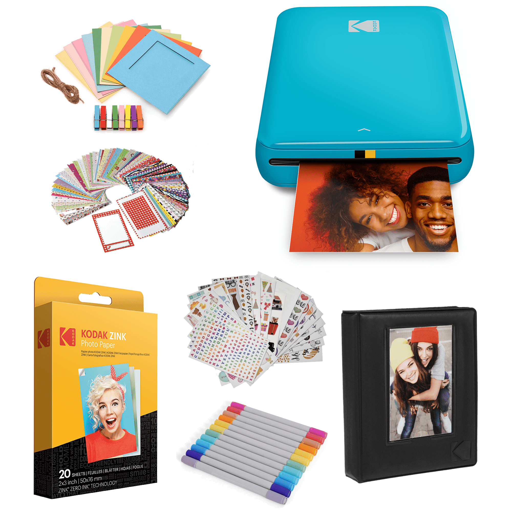 Kodak Step Wireless Mini Picture Printer Starter Bundle (Blue) for