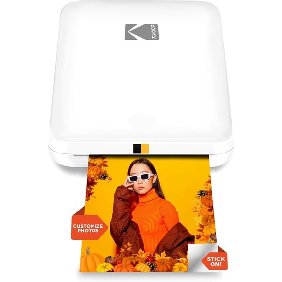 Kodak Step Slim Mobile Color Instant Photo Printer 2x3” (White), Compatible with iOS and Android