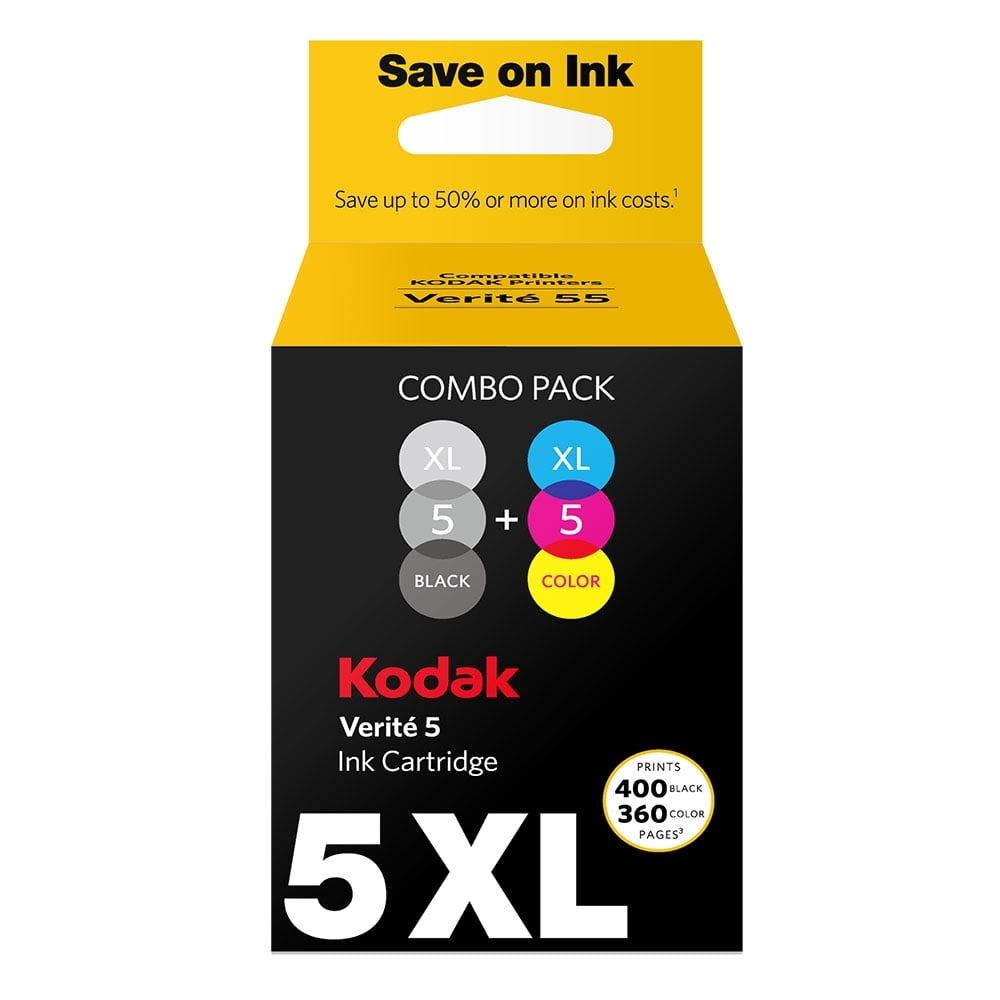 Kodak Verite 5 XL Combo Pack Ink Cartridge Black & Color for Printer