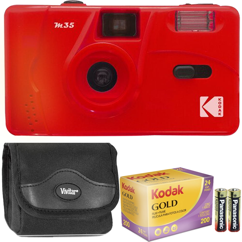 Kodak Vintage Retro M35 35mm Reusable Film Camera with Flash (Flame Scarlet  Red) with GOLD 200 Color Negative Film and More - Best Basic Gift