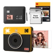 KODAK Mini Shot 3 Retro 4PASS 2-in-1 Instant Camera and Photo Printer 3x3 inches + 38 Sheets Bundle, Yellow