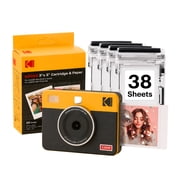 KODAK Mini Shot 3 Retro 4PASS 2-in-1 Instant Camera and Photo Printer 3x3 inches + 38 Sheets Bundle, Yellow