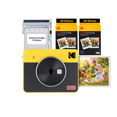 Kodak Water-Resistant Instant Film Camera, Bundle with Photo Printer, Yellow
