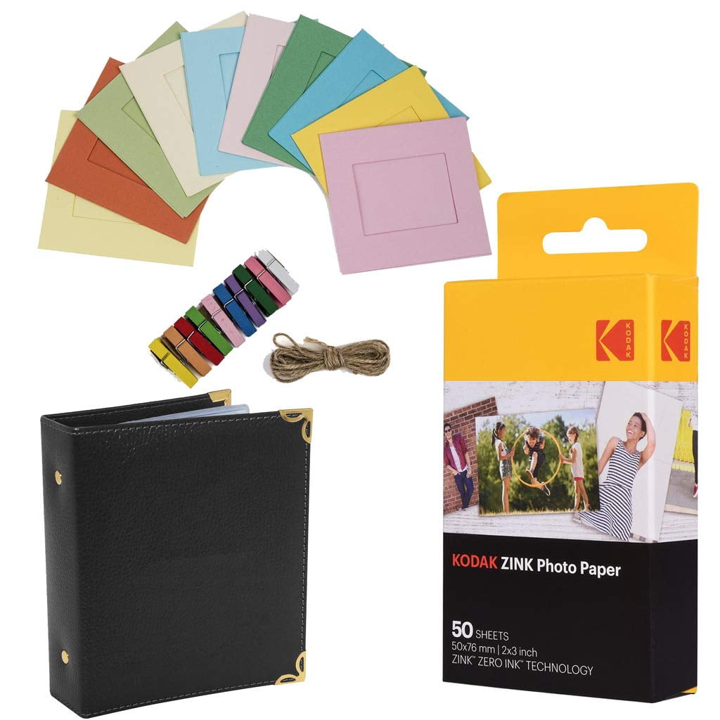 Kodak 2x3 Premium Zink Photo Paper (50 Sheets) + Colorful Square Hanging Photo Frames + Photo Album (Compatible Printomatic)